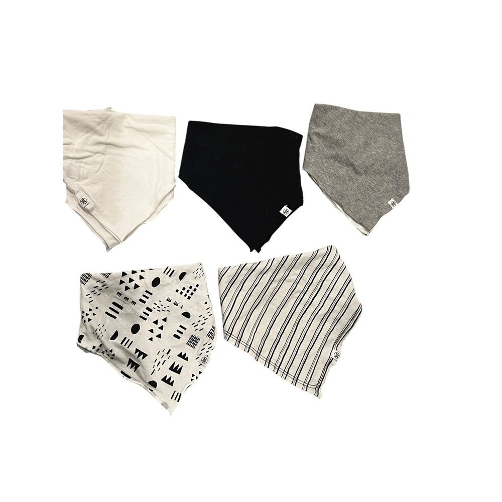 Lot of 5  Bandana Bibs Burp Cloth Honest Baby Organic Cotton Reversible Colorful
